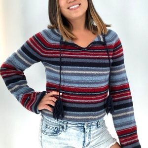 Vintage V-Neck Multicolor Striped Sweater